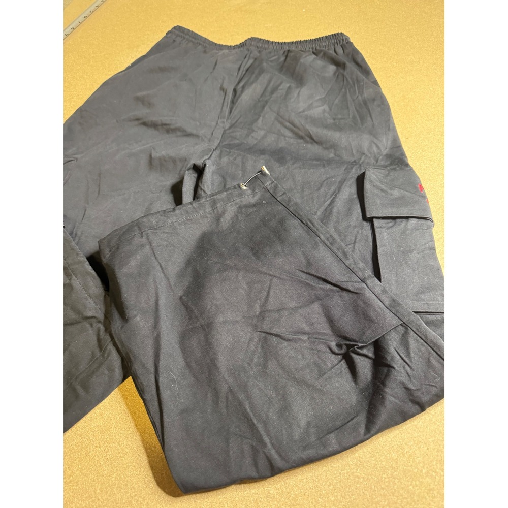 Fendi Roma Black Cotton Cargo Pants Red Logo Embroidered Drawstring Large L $800 - Picture 2 of 10